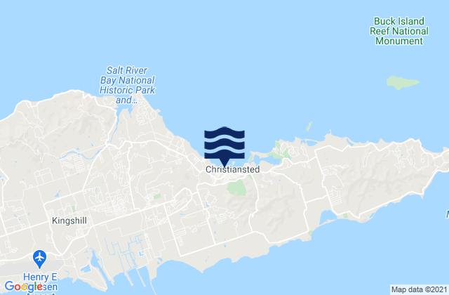 Mapa da tábua de marés em Christiansted, U.S. Virgin Islands