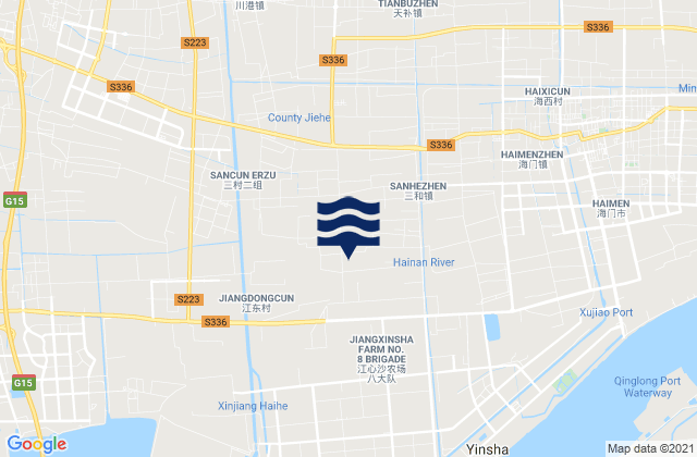 Mapa da tábua de marés em Chuangang, China