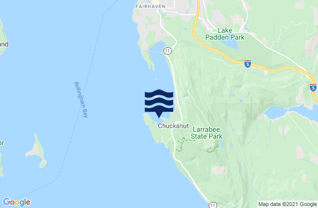 Mapa da tábua de marés em Chuckanut Bay, United States