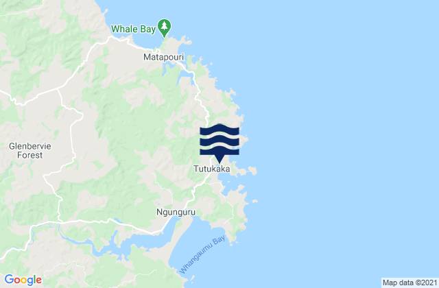 Mapa da tábua de marés em Church Bay, New Zealand