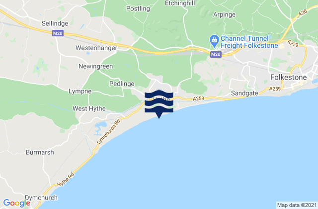 Mapa da tábua de marés em Church Bay, United Kingdom