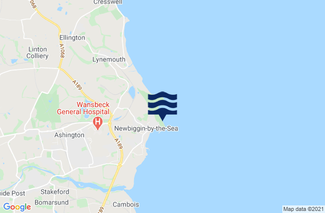 Mapa da tábua de marés em Church Point-Newbiggin, United Kingdom