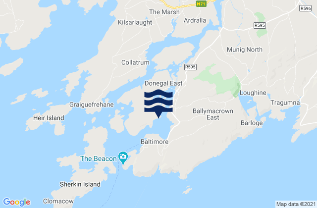 Mapa da tábua de marés em Church Strand Bay, Ireland