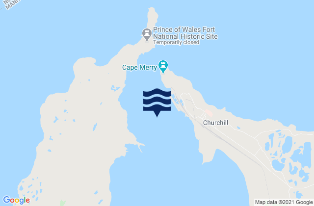 Mapa da tábua de marés em Churchill Harbour, Canada