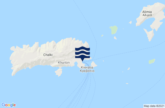 Mapa da tábua de marés em Chálki, Greece