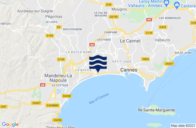 Mapa da tábua de marés em Châteauneuf-Grasse, France