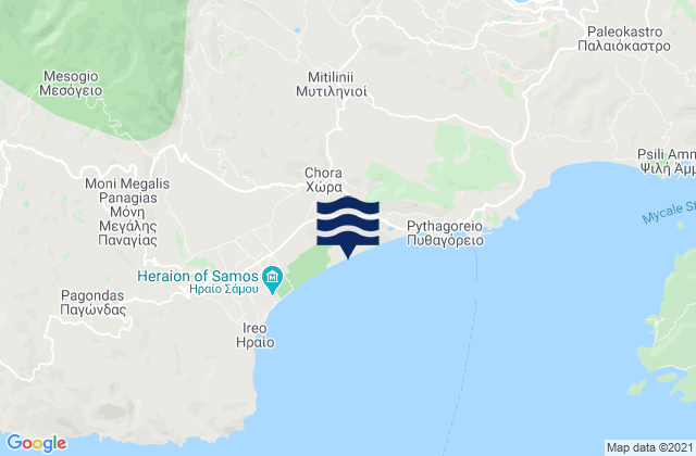 Mapa da tábua de marés em Chóra, Greece