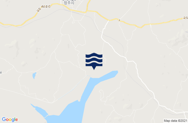 Mapa da tábua de marés em Chŏngju-gun, North Korea