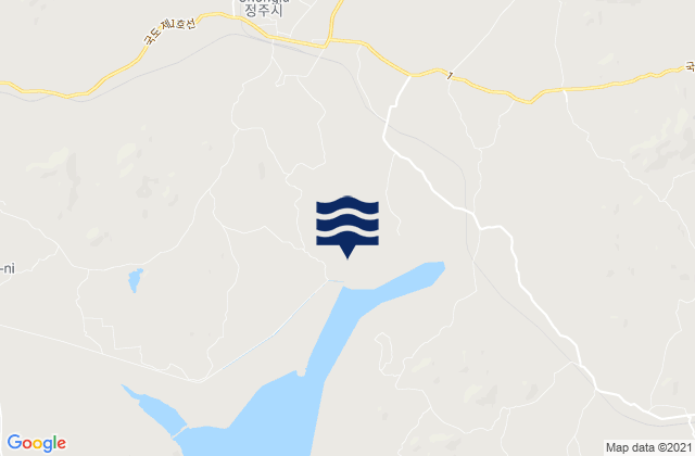 Mapa da tábua de marés em Chŏngju, North Korea