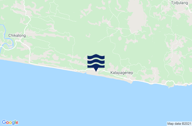 Mapa da tábua de marés em Cibuntu, Indonesia