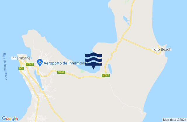 Mapa da tábua de marés em Cidade de Inhambane, Mozambique