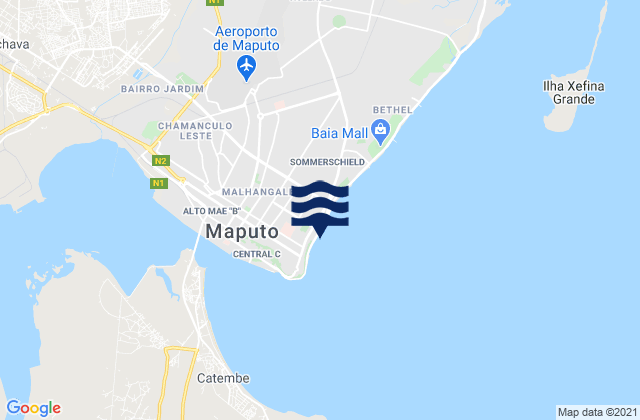 Mapa da tábua de marés em Cidade de Maputo, Mozambique