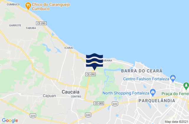 Mapa da tábua de marés em Cigana, Brazil
