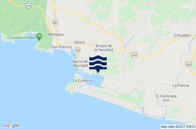 Mapa da tábua de marés em Cihuatlán, Mexico