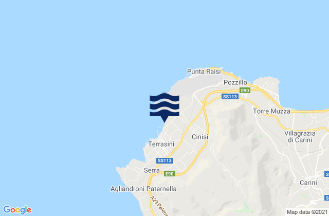 Mapa da tábua de marés em Cinisi, Italy