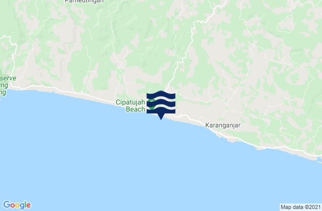 Mapa da tábua de marés em Cipatujah Selatan, Indonesia