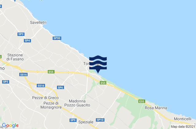Mapa da tábua de marés em Cisternino, Italy