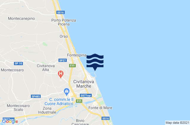 Mapa da tábua de marés em Citanova Marche, Italy