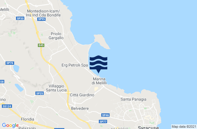 Mapa da tábua de marés em Città Giardino, Italy