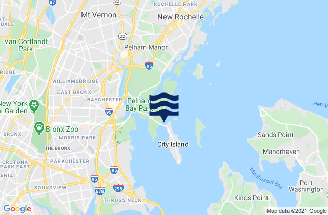 Mapa da tábua de marés em City Island Bridge, United States