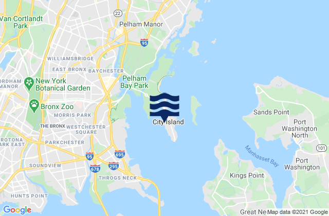 Mapa da tábua de marés em City Island, United States