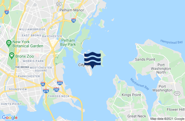 Mapa da tábua de marés em City Island Harbor, United States