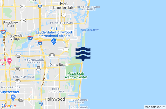 Mapa da tábua de marés em City of Dania Beach Marina, United States