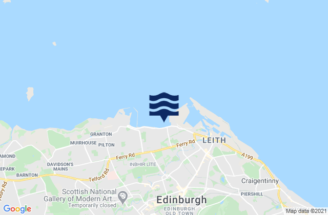 Mapa da tábua de marés em City of Edinburgh, United Kingdom