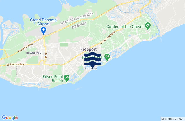 Mapa da tábua de marés em City of Freeport District, Bahamas