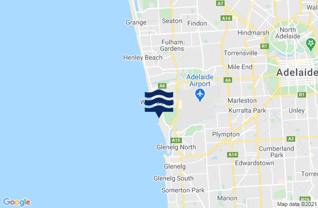 Mapa da tábua de marés em City of West Torrens, Australia
