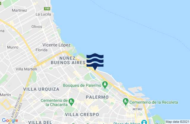 Mapa da tábua de marés em Ciudad Autónoma de Buenos Aires, Argentina