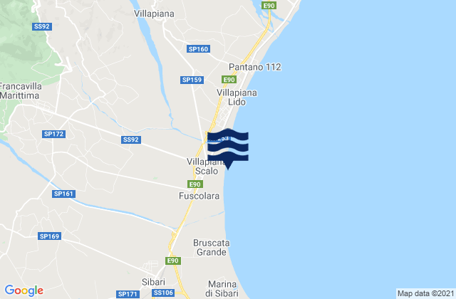 Mapa da tábua de marés em Civita, Italy