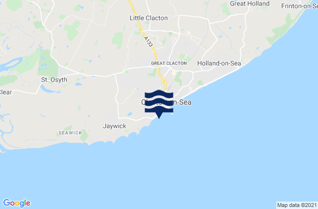 Mapa da tábua de marés em Clacton West and Martello Bay Beach, United Kingdom