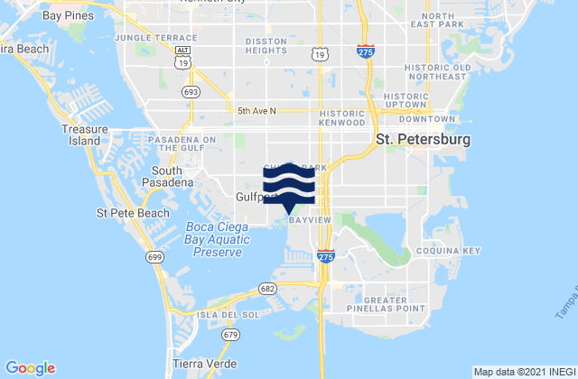 Mapa da tábua de marés em Clam Bayou, United States
