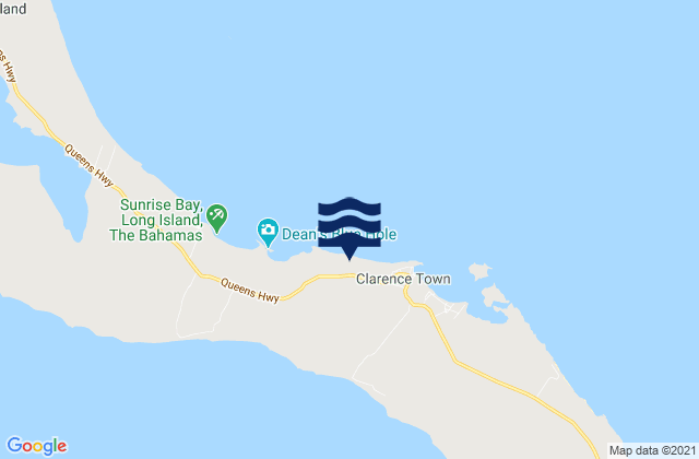 Mapa da tábua de marés em Clarence Town, Bahamas
