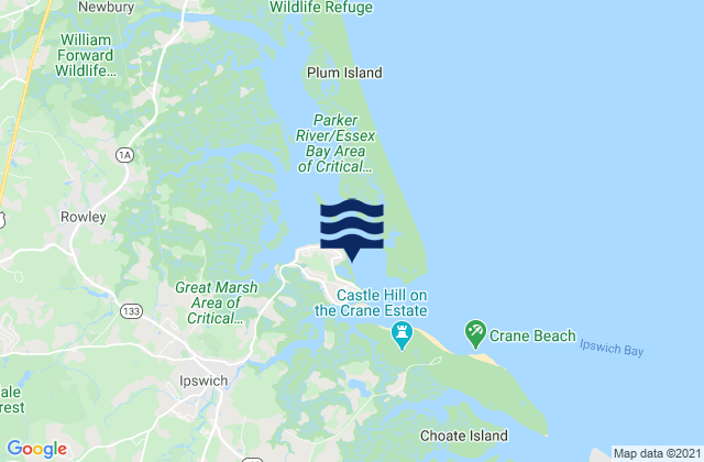 Mapa da tábua de marés em Clark Beach, United States