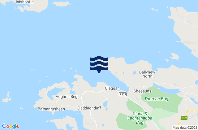 Mapa da tábua de marés em Cleggan Bay, Ireland