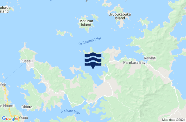 Mapa da tábua de marés em Clendon Cove, New Zealand