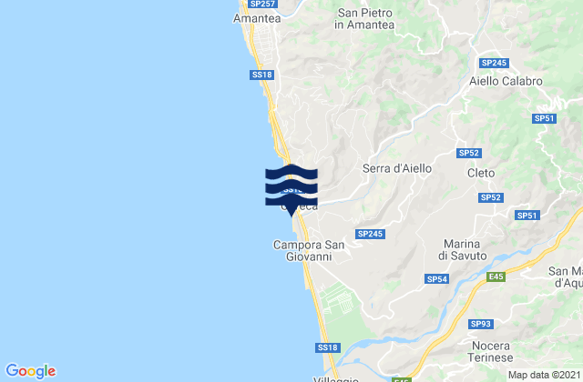Mapa da tábua de marés em Cleto, Italy