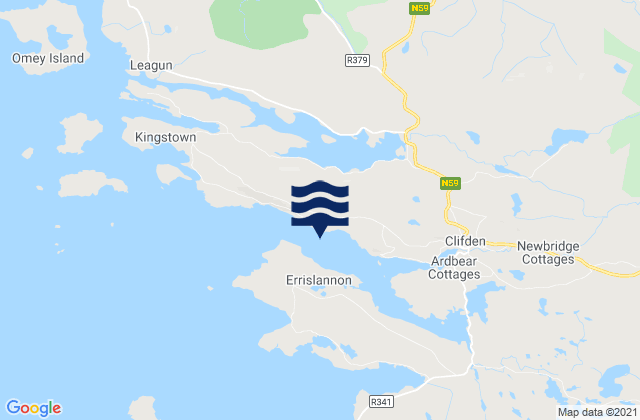Mapa da tábua de marés em Clifden Bay, Ireland