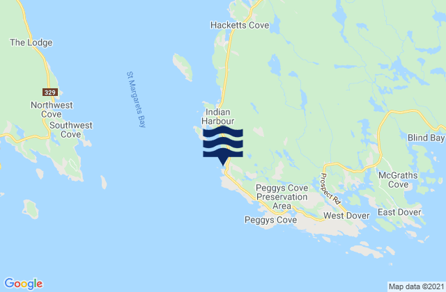 Mapa da tábua de marés em Cliff Cove, Canada