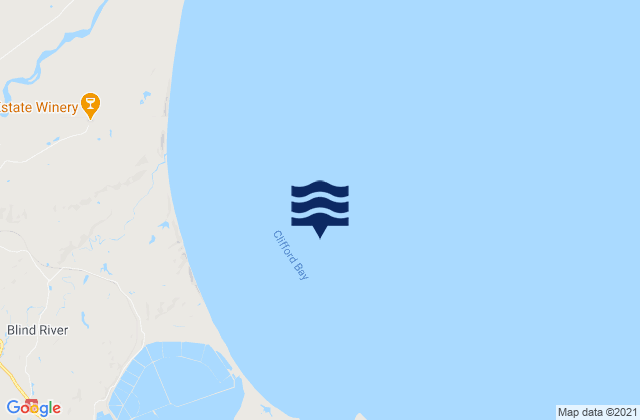 Mapa da tábua de marés em Clifford Bay, New Zealand