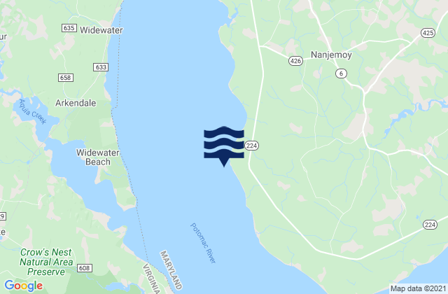 Mapa da tábua de marés em Clifton Beach (Smith Point), United States