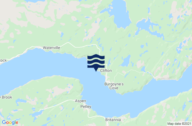 Mapa da tábua de marés em Clifton, Canada
