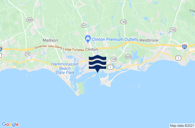 Mapa da tábua de marés em Clinton Town Beach, United States