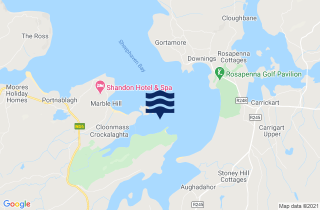 Mapa da tábua de marés em Clonmass Bay, Ireland