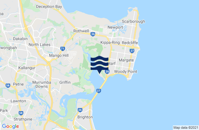 Mapa da tábua de marés em Clontarf, Australia