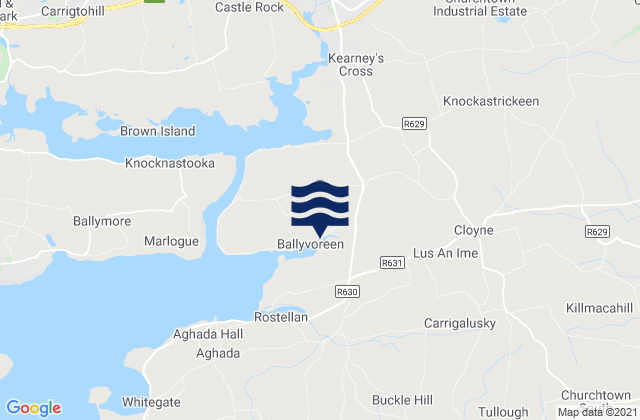 Mapa da tábua de marés em Cloyne, Ireland