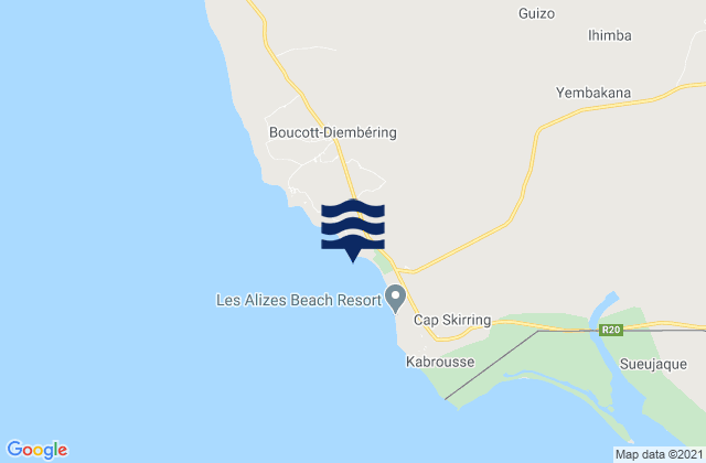Mapa da tábua de marés em Club Med, Senegal