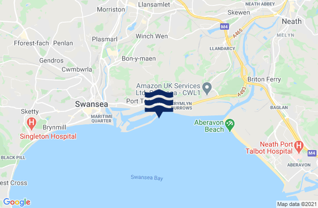 Mapa da tábua de marés em Clydach, United Kingdom